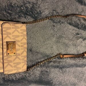 Michael Kors Tan Gold Crossbody Bag with Chain Strap